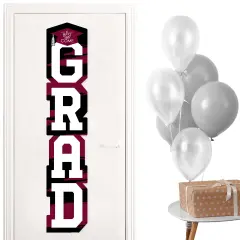 Big Dot of Happiness Maroon Graduation Banner - Vertical Shaped Banner Decorations