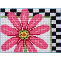 Pink Daisy & Checks - Needlepoint Kit Multicolor