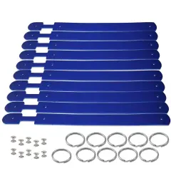 Blank Leather Keychains &ndash; DIY Engraving Kit, Pack of 10 (&frac34;" x 4.5") Royal Blue