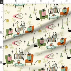 Various Fabrics by the Yard or Fat Quarter Mid Century Modern Retro Cats 1950S Inspired Atomic Age Vintage Style Custom Printed Fabric by Spoonflower