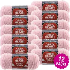 Multipack of 12 - Red Heart Super Saver Yarn-Baby Pink