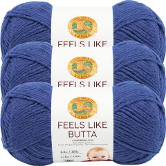 (3 Pack) Lion Brand Yarn Feels Like Butta Yarn, Royal Blue