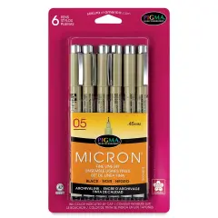 Sakura Pigma Micron Pens - Set of 6, Black, 05