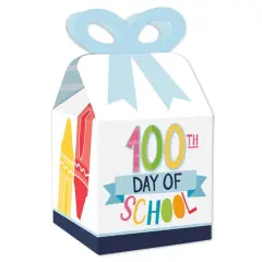 Big Dot of Happiness Happy 100th Day of School - Square Favor Gift Boxes - 100 Days Party Bow Boxes - Set of 12