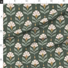 Various Fabrics by the Yard or Fat Quarter Green Flower Floral Meadow Botanical Art Nouveau Hand Drawn Large Scale Rustic Custom Printed Fabric by Spoonflower