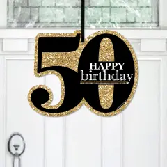 Big Dot of Happiness Adult 50th Birthday - Gold - Hanging Porch Birthday Party Outdoor Decorations - Front Door Decor - 1 Piece Sign