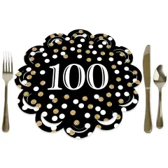 Big Dot of Happiness Adult 100th Birthday - Gold - Birthday Party Round Table Decorations - Paper Chargers - Place Setting For 12