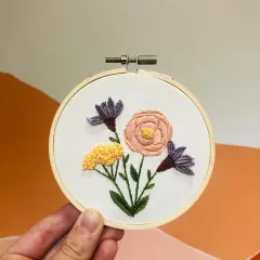 MCreativeJ 3D Blooming Wildflowers- Intermediate DIY Embroidery Craft Kit