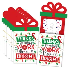 Big Dot of Happiness Co-Worker Appreciation - Christmas Thank You Employee Staff Money and Gift Card Sleeves - Nifty Gifty Card Holders - Set of 8