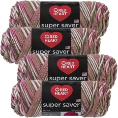 (Pack of 4) Red Heart Super Saver Yarn-Pink Camo
