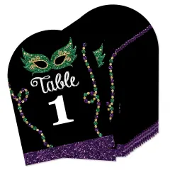 Big Dot of Happiness Mardi Gras - Masquerade Party Double-Sided 5 x 7 inches Cards - Table Numbers - 1-20