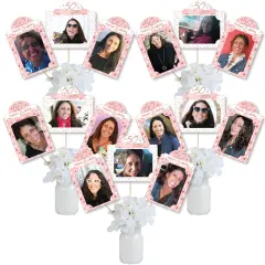 Big Dot of Happiness 50th Pink Rose Gold Birthday Party Picture Centerpiece Photo Table Toppers 15 Pc