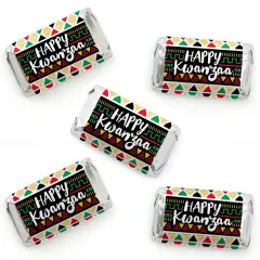 Big Dot of Happiness Happy Kwanzaa - Mini Candy Bar Wrapper Stickers - Heritage Holiday Party Small Favors - 40 Count
