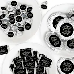 Big Dot of Happiness Masquerade - Mini Candy Bar Wrappers, Round Candy Stickers and Circle Stickers - Mask Party Candy Favor Sticker Kit - 304 Pieces