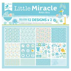 Little Birdie Little Miracle Cardstock Pack 6"X6" 24/Pkg-Baby Boy