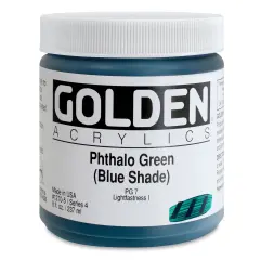 Golden Heavy Body Artist Acrylics - Phthalo Green (Blue Shade), 8 oz Jar