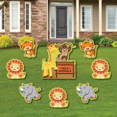 Big Dot of Happiness Funfari - Fun Safari Jungle - Yard Sign & Outdoor Lawn Decorations - Baby Shower or Birthday Party Yard Signs - Set of 8