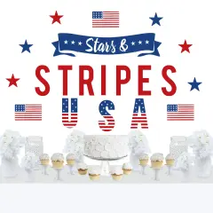 Big Dot of Happiness Stars & Stripes - Peel and Stick Patriotic Party Decoration - Wall Decals Backdrop