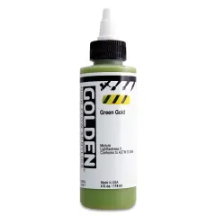 Golden High Flow Acrylics - Green Gold, 4 oz bottle