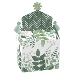 Big Dot of Happiness Boho Botanical - Treat Box Party Favors - Greenery Party Goodie Gable Boxes - Set of 12