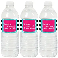 Big Dot of Happiness 50's Sock Hop - 1950s Rock N Roll Party Water Bottle Sticker Labels - Set of 20