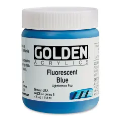 Golden Heavy Body Artist Acrylics - Fluorescent Blue, 4 oz Jar