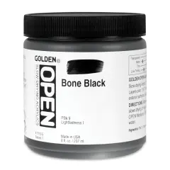 Golden Open Acrylics - Bone Black, 8 oz Jar