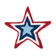 Patriotic Red White & Blue Star Shaped Hooked Accent Throw Pillow, 18" x 18"
