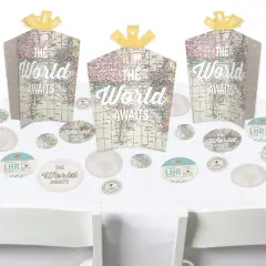 Big Dot of Happiness World Awaits - Travel Themed Party Decor and Confetti - Terrific Table Centerpiece Kit - Set of 30