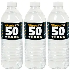 Big Dot of Happiness Cheers and Beers to 50 Years - 50th Birthday Party Water Bottle Sticker Labels - Set of 20