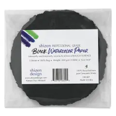 Shizen Black Watercolor Paper - 6" Round, Cold Press/Rough, 5 Sheet Pkg