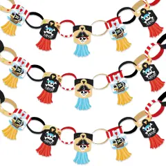 Big Dot of Happiness Pirate Ship Adventures - 90 Chain Links and 30 Paper Tassels Decoration Kit - Skull Birthday Party Paper Chains Garland - 21 feet