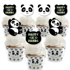 Big Dot of Happiness Party Like a Panda Bear - Cupcake Decoration - Baby Shower or Birthday Party Cupcake Wrappers and Treat Picks Kit - Set of 24