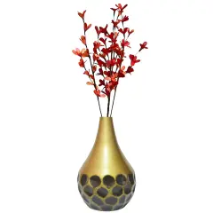 Decorative Modern Teardrop Shape Table Flower Vase with Black Honeycomb Design for Dining Table, Living Room or Bedroom