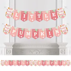 Big Dot of Happiness Girl Little Pumpkin - Fall Birthday Party or Baby Shower Bunting Banner - Party Decorations - Little Pumpkin