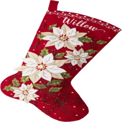 Bucilla Felt Stocking Applique Kit 18" Long-Posh Poinsettia