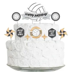 Big Dot of Happiness Bump, Set, Spike - Volleyball - Birthday Party Cake Decorating Kit - Happy Birthday Cake Topper Set - 11 Pieces