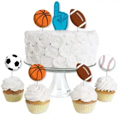 Big Dot of Happiness Go, Fight, Win - Sports - Dessert Cupcake Toppers - Baby Shower or Birthday Party Clear Treat Picks - Set of 24