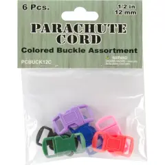 Pepperell Parachute Cord Bracelet Buckles 12mm 6/Pkg-Assorted Colors
