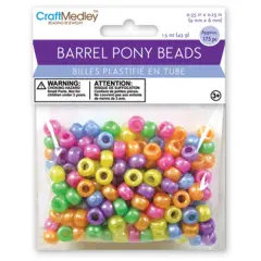Craft Medley Barrel Pony Beads 6mmx9mm 175/Pkg-Pearlized Multicolor