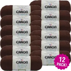 Multipack of 12 - Caron Simply Soft Solids Yarn-Chocolate