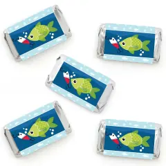 Big Dot of Happiness Let&rsquo;s Go Fishing - Mini Candy Bar Wrapper Stickers - Fish Themed Birthday Party or Baby Shower Small Favors - 40 Count