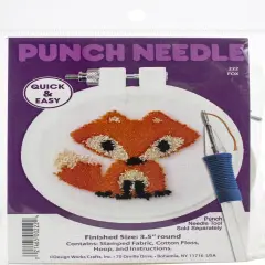 Design Works Punch Needle Kit 3.5" Round-Fox