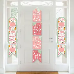 Big Dot of Happiness Girl Little Pumpkin - Vertical Paper Door Banners - Fall Birthday Party or Baby Shower Wall Decoration Kit - Indoor Door Decor