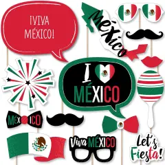 Big Dot of Happiness Viva Mexico - Mexican Independence Day Party Photo Booth Props Kit - 20 Count