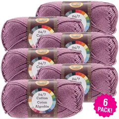 (6 Pack) Lion Brand 24/7 Cotton Yarn - Lilac