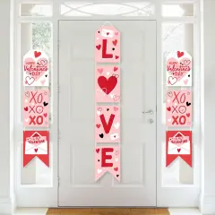 Big Dot of Happiness Happy Valentine's Day - Hanging Vertical Paper Door Banners - Valentine Hearts Party Wall Decoration Kit - Indoor Door Decor