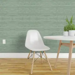 Pre-Pasted Wallpaper 2FT Wide Sage Green Simple Coastal Nautical Neutral Custom Pre-pasted Wallpaper by Spoonflower