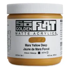Golden SoFlat Matte Acrylic Paint - Mars Yellow Deep, 473 ml, Jar