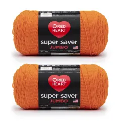 Red Heart Super Saver Jumbo Pumpkin Yarn - 2 Pack of 396g/14oz - Acrylic - 4 Medium (Worsted) - 744 Yards - Knitting/Crochet